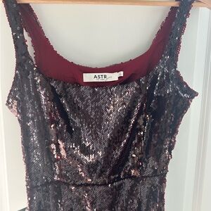 ASTR Burgundy Sequin Dress